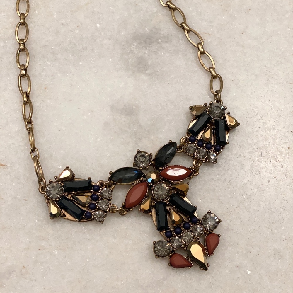 Gemstone and gold tone fashion necklace